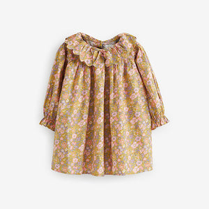 Pink/Green Floral Ruffle Collar Dress And Tights Set (3mths-6yrs)