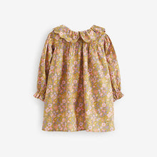 Load image into Gallery viewer, Pink/Green Floral Ruffle Collar Dress And Tights Set (3mths-6yrs)
