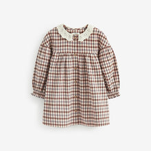 Load image into Gallery viewer, Beige Check Lace Collar Dress (3mths-6yrs)
