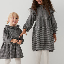 Load image into Gallery viewer, Black Check Ruffle Collar Dress (3mths-6yrs)
