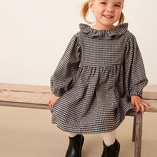 Load image into Gallery viewer, Black Check Ruffle Collar Dress (3mths-6yrs)
