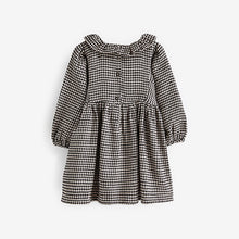 Load image into Gallery viewer, Black Check Ruffle Collar Dress (3mths-6yrs)
