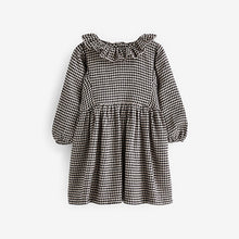 Load image into Gallery viewer, Black Check Ruffle Collar Dress (3mths-6yrs)
