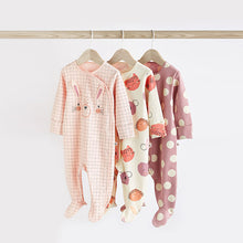 Load image into Gallery viewer, Pink Cotton Baby Sleepsuits 3 Pack (0-18mths)
