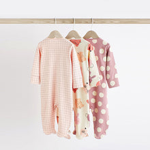 Load image into Gallery viewer, Pink Cotton Baby Sleepsuits 3 Pack (0-18mths)
