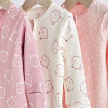 Load image into Gallery viewer, Pink Cotton Baby Sleepsuits 3 Pack (0-18mths)
