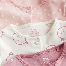 Load image into Gallery viewer, Pink Cotton Baby Sleepsuits 3 Pack (0-18mths)
