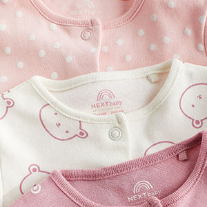 Pink Cotton Baby Sleepsuits 3 Pack (0-18mths)