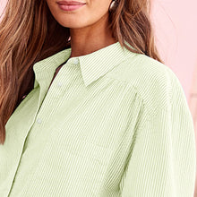 Load image into Gallery viewer, Lime Green / White Stripe Textured Cotton Beach Shirt
