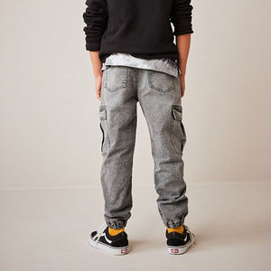 Grey Cargo Jeans With Elasticated Waist (3-12yrs)