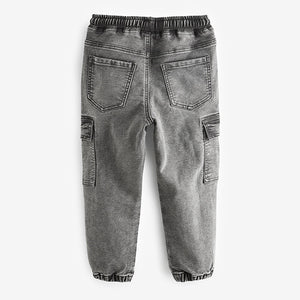 Grey Cargo Jeans With Elasticated Waist (3-12yrs)