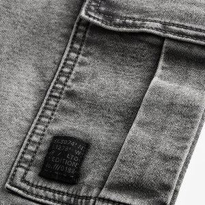 Grey Cargo Jeans With Elasticated Waist (3-12yrs)