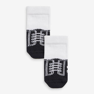 White Football Baby Socks 2 Pack (0mths-2yrs)