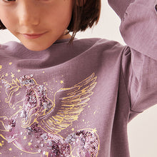 Load image into Gallery viewer, Purple Confetti Dance Ruche Back Long Sleeve T-Shirt (3-12yrs)
