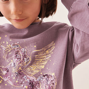 Purple Confetti Dance Ruche Back Long Sleeve T-Shirt (3-12yrs)