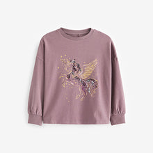 Load image into Gallery viewer, Purple Confetti Dance Ruche Back Long Sleeve T-Shirt (3-12yrs)
