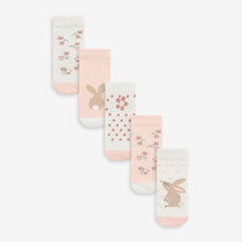 Load image into Gallery viewer, Pink Bunny Socks 5 Pack (0mths-2yrs)
