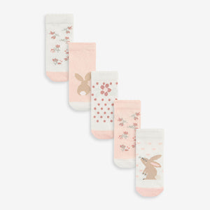 Pink Bunny Socks 5 Pack (0mths-2yrs)