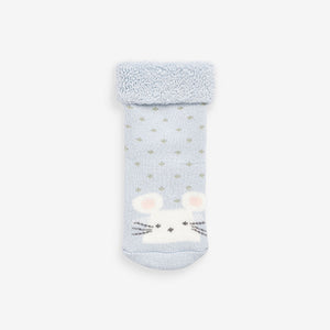 Pink/Blue Bunny Toweling Baby Socks 3 Pack (0mths-2yrs)