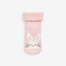 Load image into Gallery viewer, Pink/Blue Bunny Toweling Baby Socks 3 Pack (0mths-2yrs)
