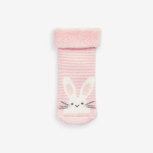 Pink/Blue Bunny Toweling Baby Socks 3 Pack (0mths-2yrs)