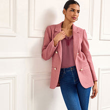 Load image into Gallery viewer, Pink Boucle Button Detail Blazer
