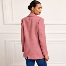 Load image into Gallery viewer, Pink Boucle Button Detail Blazer
