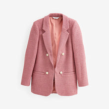 Load image into Gallery viewer, Pink Boucle Button Detail Blazer
