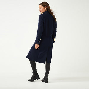 Navy Revere Collar Coat