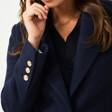 Load image into Gallery viewer, Navy Revere Collar Coat
