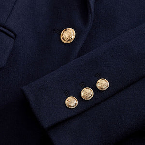 Navy Revere Collar Coat