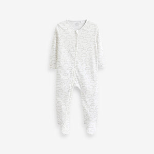 White Cotton Baby Zip Sleepsuits 2 Pack (0mths-18mths)