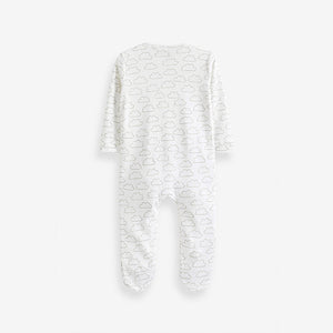 White Cotton Baby Zip Sleepsuits 2 Pack (0mths-18mths)