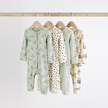 Load image into Gallery viewer, Mint Green Baby Footless Rib Sleepsuits 4 Pack (0mths-2yrs)
