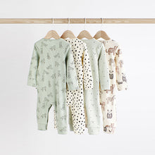 Load image into Gallery viewer, Mint Green Baby Footless Rib Sleepsuits 4 Pack (0mths-2yrs)
