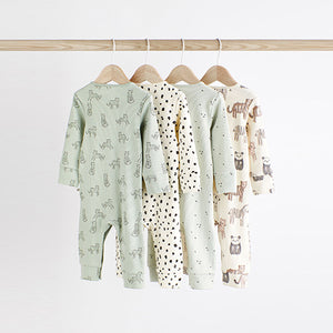 Mint Green Baby Footless Rib Sleepsuits 4 Pack (0mths-2yrs)