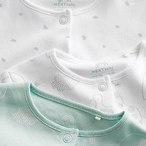 Mint Green Essential Cotton Baby Sleepsuits 3 Pack (0-2yrs)