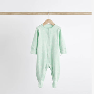 Mint Green Essential Cotton Baby Sleepsuits 3 Pack (0-2yrs)