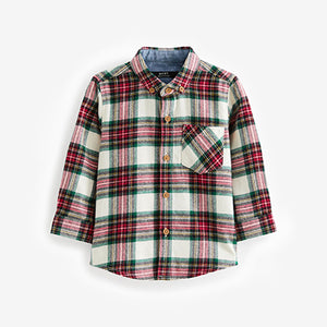 Cream/Red Long Sleeve Check Shirt (3mths-6yrs)