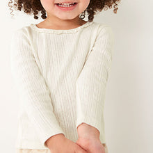 Load image into Gallery viewer, Ecru White Plain Long Sleeve Pointelle Top (3mths-6yrs)
