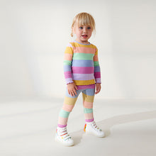 Load image into Gallery viewer, Rainbow Stripe Cotton Rich Long Sleeve Rib T-Shirt (3mths-6yrs)
