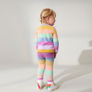 Rainbow Stripe Cotton Rich Long Sleeve Rib T-Shirt (3mths-6yrs)