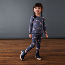 Load image into Gallery viewer, Navy Unicorn Cotton Rich Long Sleeve Rib T-Shirt (3mths-7yrs)
