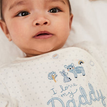 Load image into Gallery viewer, White/Blue Bear Family Sleepsuit (0-18mths)
