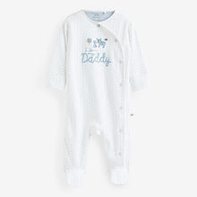 Load image into Gallery viewer, White/Blue Bear Family Sleepsuit (0-18mths)
