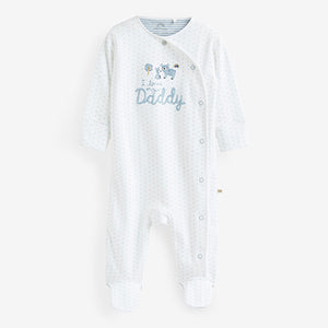 White/Blue Bear Family Sleepsuit (0-18mths)