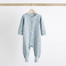 Load image into Gallery viewer, Blue 3 Pack Cotton Baby Sleepsuits (0-2yrs)
