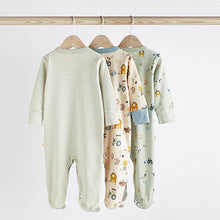 Load image into Gallery viewer, Mint Green Baby Sleepsuits 3 Pack (0-12-18mt)
