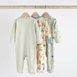 Mint Green Baby Sleepsuits 3 Pack (0-12-18mt)