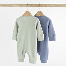 Load image into Gallery viewer, Blue Footless 2 Way Zip Baby Sleepsuits 2 Pack (0mths-2yrs)
